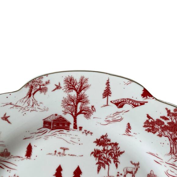 Grace Teaware Christmas Porcelain Salad Plates 8in Set of 4 Holiday Red & White - Picture 8 of 16